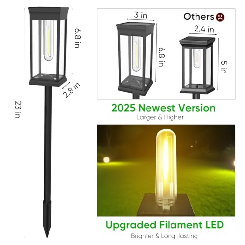 8 Pack Solar Pathway Lights Outdoor,Waterproof Brighter Solar Outdoor Lights,Auto On/Off Solar Lights Outdoor Garden,Outdoor Solar Lights for Walkway Driveway Garden