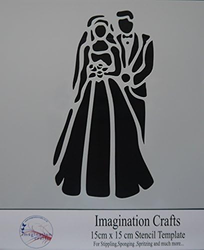 Imagination Crafts MASK Stencil template 6 x 6 (15cm ) BRIDE &amp; GROOM figures by Imagination Crafts