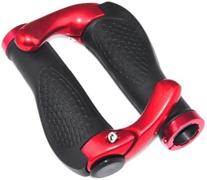 JieMiTe Bike Bar Aluminium Handlebar Bike Lock-on Handlebar Cover Handle Bar End Skid Resistance (Red)