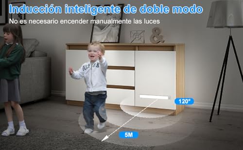 Sunsign Led Luz con Sensor de Movimiento Paquete de 2, 80 LED inalámbricas recargables Lámpara Armario, 2000 mAh, 3 Temperaturas de Color Lampara Recamara,para cocina, clóset, pasillo (40cm)