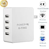 USB Wall Charger Quick Multi with Folding Plug Hub,4 Ports Output Rapid Charging Station,Portable Travel Adapter for iPhone Plus SE, iPad Air 2 / Pro, Samsung Galaxy Note Edge, LG