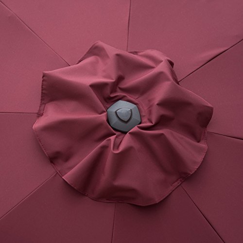 Dienspeak Deluxe 9' Market Outdoor Aluminum Table Patio Beach Umbrella Sunshade 1000 Hours Fade-Resistant with Push Button Tilt and Crank, 250g/sqm Spun Polyester,8 Steel Ribs (burgenty/red)