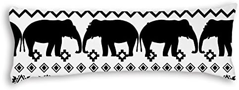Veronicaca Ethnic Elephant Pattern Black And White Custom Cotton Body Pillow Covers Pillow Cases 20"x54"