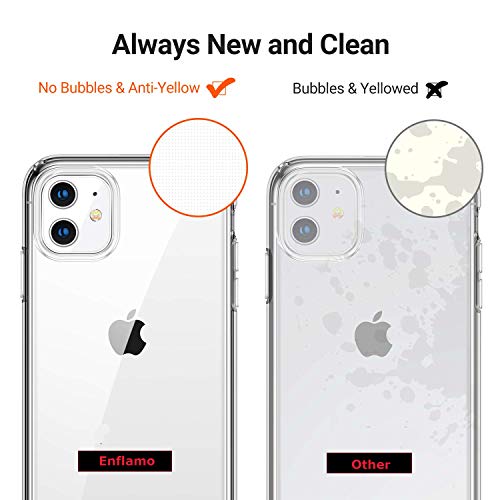 Enflamo Crystal Clear Case Soft Back Cover Case with Electroplated Frame Bumper Ultra Slim TPU Gel Case for iPhone 11 (i