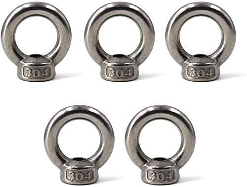 POFET 5Pcs M8 316 Stainless Steel DIN582 Lifting Eye Nuts Screw Bolts Marine Cable Rope Ring, Marine Lifting Eye Nut for Cable