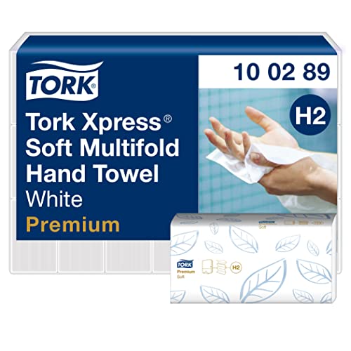 Tork Xpress weiche Multifold Papierhandtücher 100289 - H2 Premium Falthandtücher für Handtuchspender und saugfähig, 2-lagig, weiß - 21 x 150 Tücher