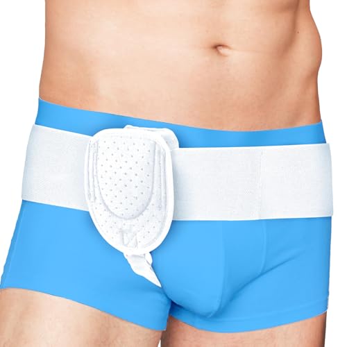 Adamson Hernia Belt for Men and Women - Flexible Adjustable Hernia Belt - Support Pain Relief With Removable Compression Pads - Left And Right Wearable - White