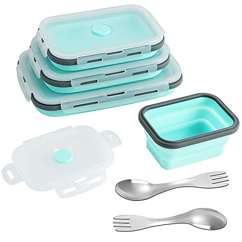 Set of 4 Silicone Collapsible Food Storage Containers with Lids