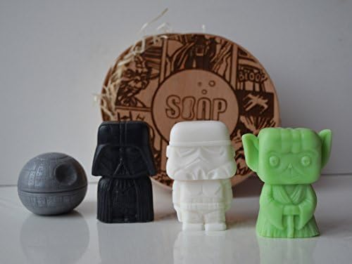 Star Wars Death Star Darth Vader Yoda Stormtrooper HANDMADE organic bar soaps set (4in1box) 100% natural product with fragrance oil. Original and Unique Bath Supplies. Baby shower favors!