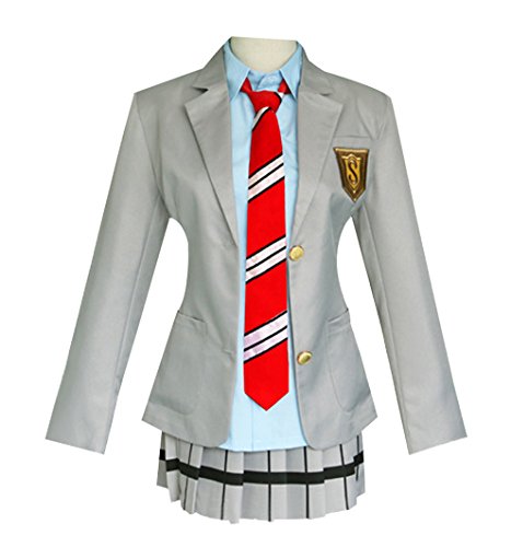 Wish Costume Shop Your Lie in April Cosplay Costume Miyazono Kaori School Uniform (Women-M, Grey)