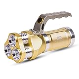 Rechargeable LED Searchlight Tactical Flashlight CREE T6 Spotlight 2400 Lumens IP65 Waterproof Handheld Floodlight For Camping, Hiking and Emergencies Including Battery Wall Charger