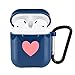Exbeta Lovely Heart Logo Shock Proof Protective Case Compatible for Apple Airpods Soft Sleeve Dust Plug Cover Accessories Kits Wireless Headphone Box Case Anti-Lost Strap Keychain Hook (Darkblue)thumb 1