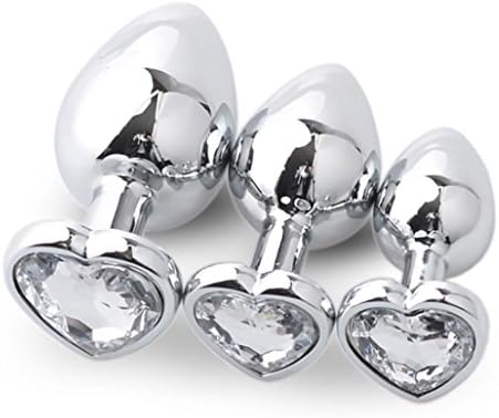 Ebucks 3 Pcs 3 Size Heart Shaped Base With Jewelry Birth Stone Butt-Anal-Play Rose Jewel Filrt Toys - Super Stimulation Temptation Anal Toys … (Clear)