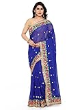 Rewa Enterprises Womens Trendy & Fancy Georgette Designer Saree with Stylish Embroidery for Party Wear/Daily Wear, Blue