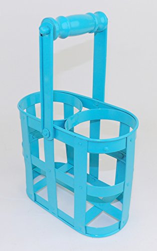 Wine Rack Bar Cart Display Vintage Wood Bottle Aqua - Thumbnail 5