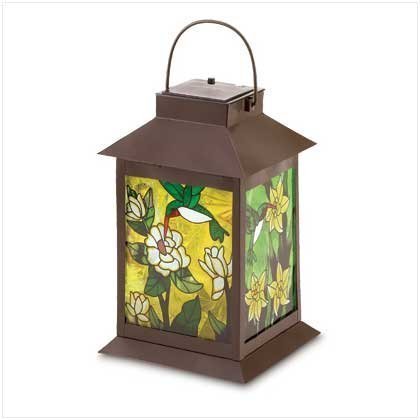 koehler Home Decor Outdoor Garden Accent Solar Powered Metal Glass Floral Lantern