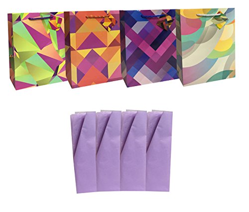 Quality Multicolor Medium Gift Bags/For All Occasions/Set Of 4 Bags and 4 Tissue Papers