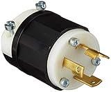 Leviton 2611 30 Amp, 125 Volt, NEMA L5-30P, 2P, 3W, Locking Plug, Industrial Grade, Grounding - Black-White