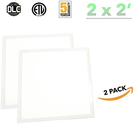 American Greenpower USA 2x2 LED Light Drop Ceiling Fixture, 36W 5000K, Dimmable LED Panel Troffer, 4500 lumens, 125lm/w Efficiency, ETL-Listed, DLC Premium 4.2 Qualified, (2-PACK)
