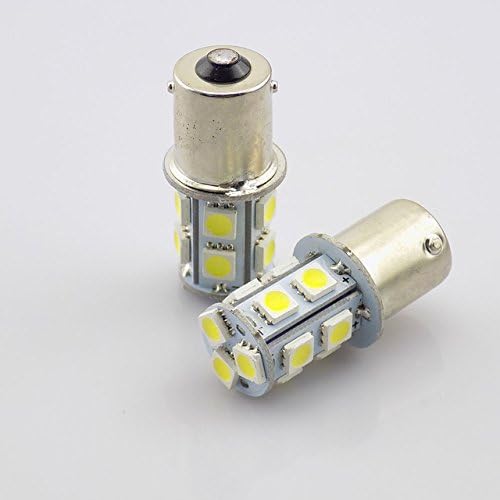 2 x LED TMT bulbs (TM) BA15S 1156 P21 W 13 LEDs SMD 5050 White Reversing lights Brake lights Indicator lights Fog lights Cars Motorcycles.