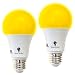 2-Pack BlueX A19 Amber Yellow LED Bug Light Bulb No Blue Light Outdoor 650 Lumens 120V E26 Medium Base LED 9 - Watt (60-watt Replacement) A19 Outdoor Bug LED Warm Light Bulb