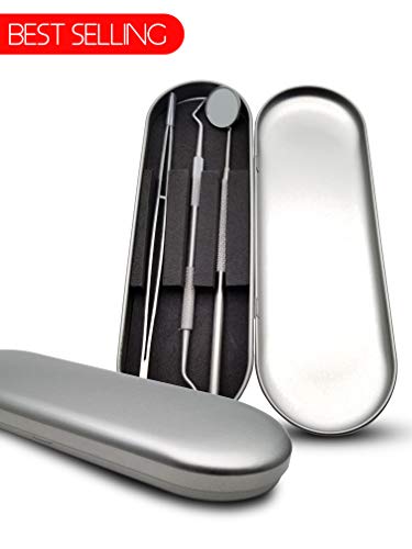 Dental Hygiene Tool Kit Dentists Tools Set - 100% Stainless Steel - Calculus stains Tartar & Plaque Remover -Ideal for Personal Home & pet oral Use friendly (3 Pack)