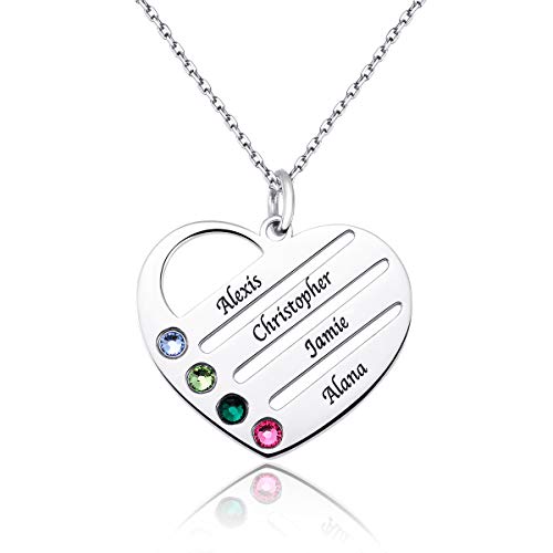 Misstrend Personalized Family Names Necklace with Birthstones