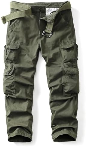 OCHENTA Men's Cotton Casual Cargo Work Pants with 8 Pockets