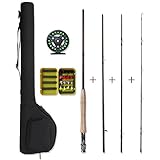 NetAngler Fly Fishing Combo,Lightweight Portable Rod and Reel Kit,Graphite Pole With Carbon Fiber Blanks and Chromed Stainless-Steel Snake Guides 4-Piece,with Carry Bag(5-6#)