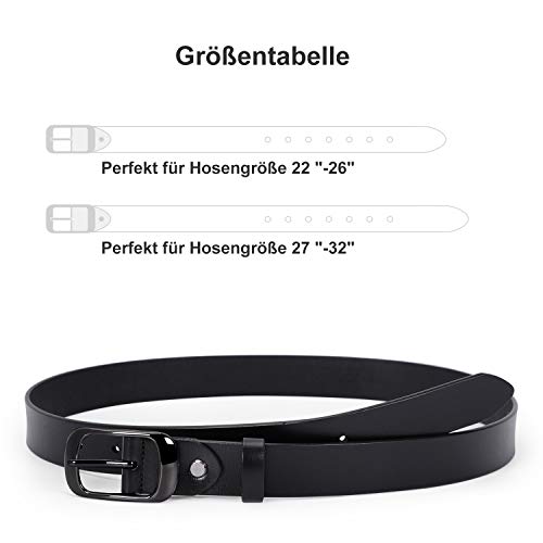 WERFORU Damen Ledergürtel Damen Schwarzer Taillengürtel mit polierter Schnalle für Jeans Hosen Kleider