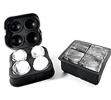 Silicone Large Ice Cube Trays, Round Ice Cube Mold & Lid For Ice Cube Tray, Combo Set of 2 Molds - Big Ice Cube Tray Mold & Ice Chill Mold (Set of 2) (Large Square & Round Trays)