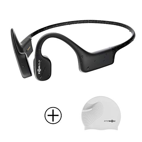 AfterShokz Xtrainerz Open-Ear MP3 Bone Conduction Wireless Sport Headphones, Waterproof for Lap Swimming and Watersports, Black Diamond with Swim Cap, 2.3 - Thumbnail 6