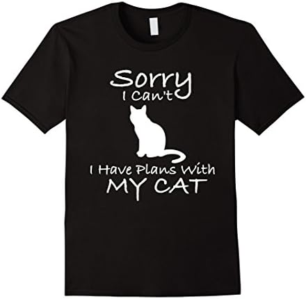 Mens Sorry I Can't I Have Plans With My Cat T Shirt Medium Black