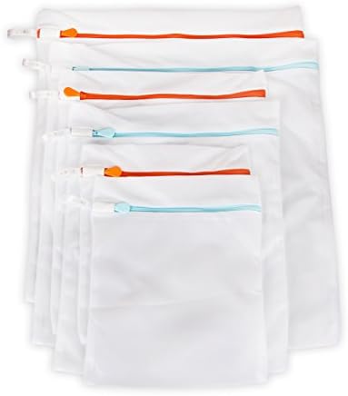 HoDecor Set of 6 Mesh Laundry Bags with Rust Proof Flow Zipper &amp; Hanging Loops for Laundry,Blouse, Hosiery, Stocking, Underwear, Bra and Lingerie, Travel Laundry Bag