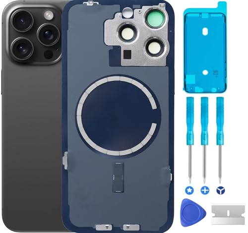 ABUSVEX Original Back Glass Replacement for iPhone 15 Pro Max Rear Back Cover Glass Waterproof and Camera Lens+Professional Repair Tool Kit (Black Titanium by ABUSVEX - Used condition - US$5.81