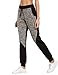 SweatyRocks Women Pants Colorblcok Casual Tie Waist Yoga Jogger Pants, Black Grey Colorblock, Large