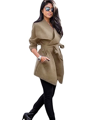 Romacci womens winter lapel long sleeve jacket long tre…