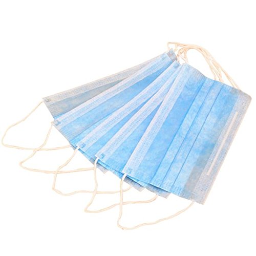 FD Sanitary Masks, FunDiscount 50 Pack 3-Ply Blue Disposable Earloop Face Mask Medical Surgical Mouth Masks for Dust, Flu, Mouth, Dental, Cleaning, Travel, Antiviral Anti Pollen, Allergy Mask (50pcs)