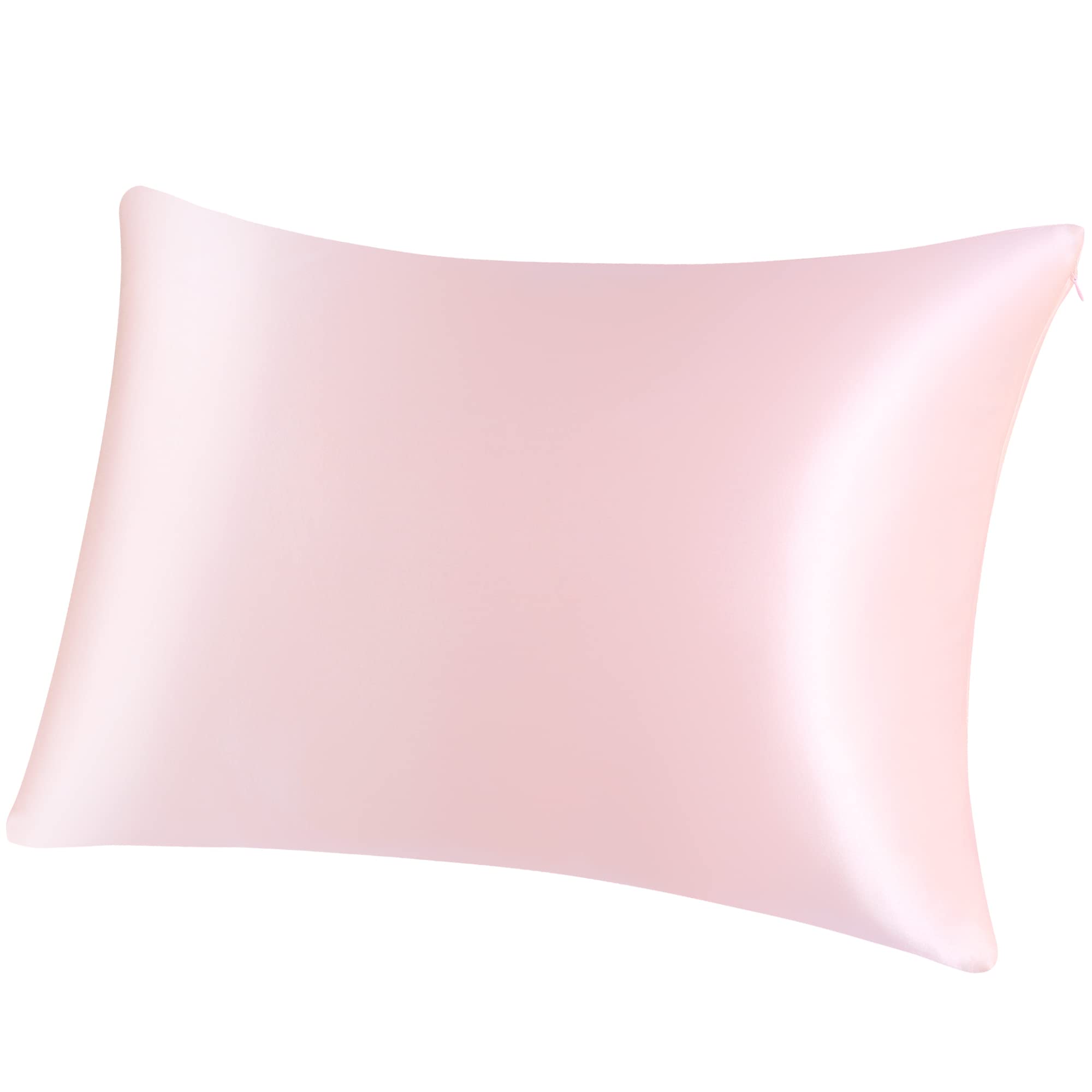 PiccoCasa 100% Silk Pillowcase for Hair and Skin, Both Side 400 Thread Count 19 Momme Silk Pillow Cases with Hidden Zipper, 1 Pc Pink 50x75cm