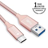 USB Type C Cable, SYDE (5FT) USB 3.0 to USB C Cable Durable Charger Nylon Braided Cord for Samsung Galaxy Note 8 S8 plus, Google Pixel 2 XL, Moto Z Z2, LG V30 G5 G6 V20 Nintendo Switch More(Rose Gold)