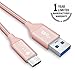 USB Type C Cable, SYDE (5FT) USB 3.0 to USB C Cable Durable Charger Nylon Braided Cord for Samsung Galaxy Note 8 S8 plus, Google Pixel 2 XL, Moto Z Z2, LG V30 G5 G6 V20 Nintendo Switch More(Rose Gold)