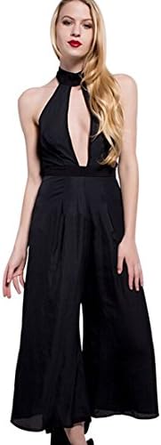 Chiffon Backless Rompers (Black) (S)