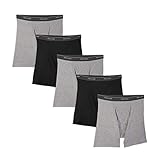 Fruit of the Loom Men'sNo Ride Up Boxer Brief, Black and Gray, Large (Pack of 5)