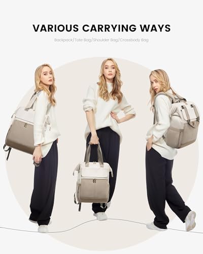 Laptop Backpack for Women, 15.6-Inch Work Bag, Waterproof Travel Backpack with Organizer, Fashionable Teacher & Nurse Bag, 2-Piece Set Vintage College Work Daypacks