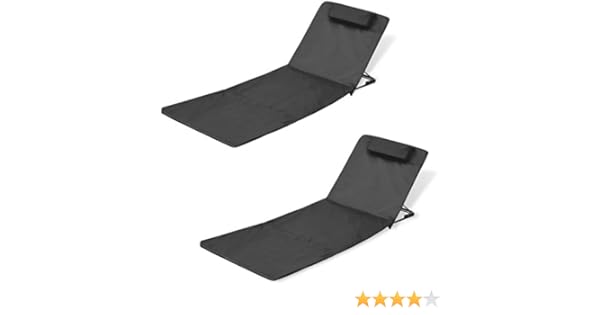 vidaXL Esterilla de Playa Plegable con Respaldo 2 uds. Negro