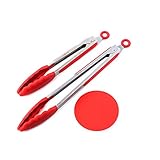 Mrs. France Silicone Kitchen Tongs (2-Pack) - Non-Stick, Heat Resistant BBQ, Oven and Food Prep Accessories - Plus BONUS Silicone Pot Holder