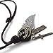 KONOV Mens Vintage Angel Wing Cross Pendant Brown Leather Cord Necklace Chain, Silver