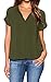 LILBETTER Women Chiffon Blouse V Neck Short Sleeve Top Shirts (Army Green,Large)