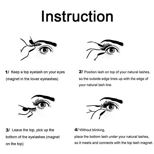 BONNIE CHOICE 8 Pcs One Two Lash Magnetic False Eyelashes 3 Magnets Eye Lashes with Applicator (2 Pairs + Applicator)