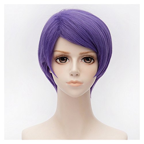 COSPLAZA Wig Short Purple Anime Full Hair Cosplay Wigs Heat Resistant Synthetic Wig